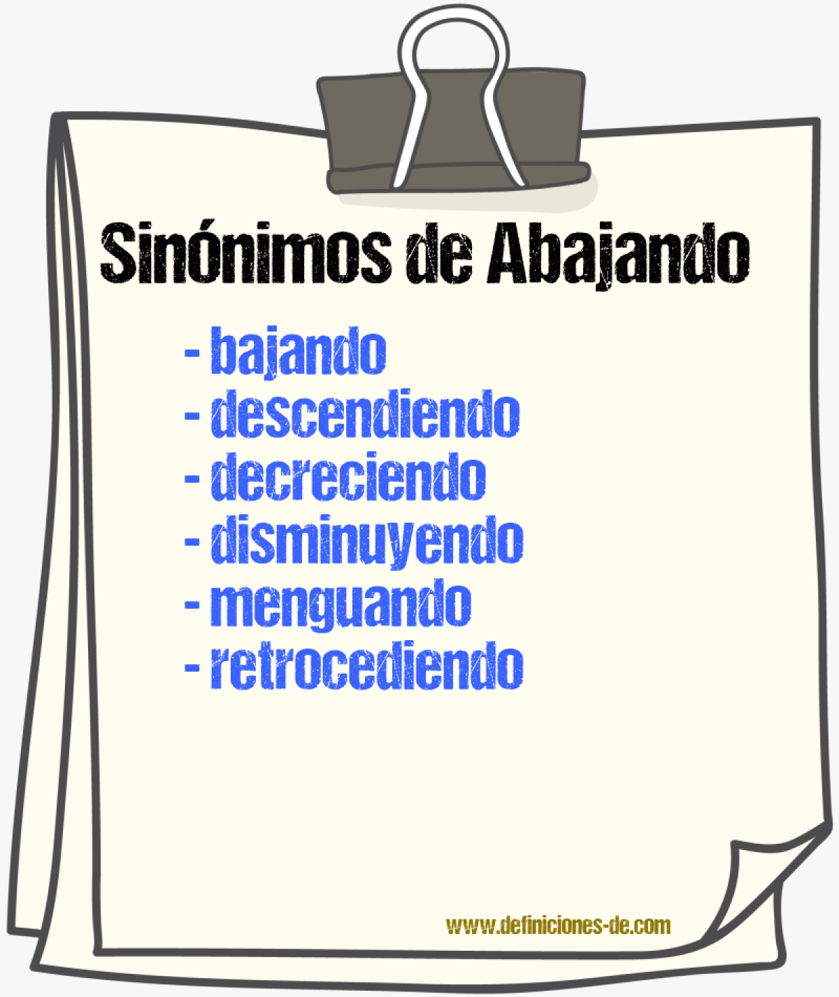 Sinónimos de abajando