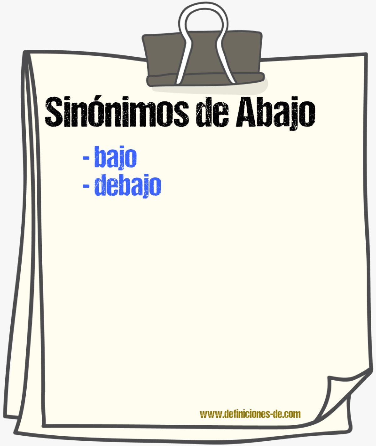 Sinnimos de abajo