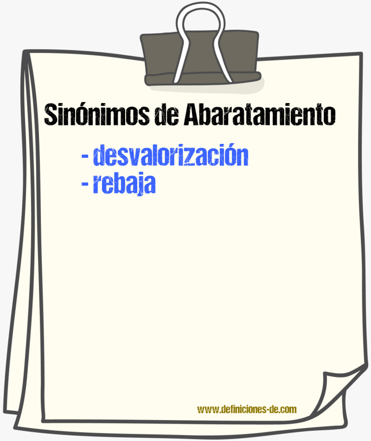 Sinnimos de abaratamiento