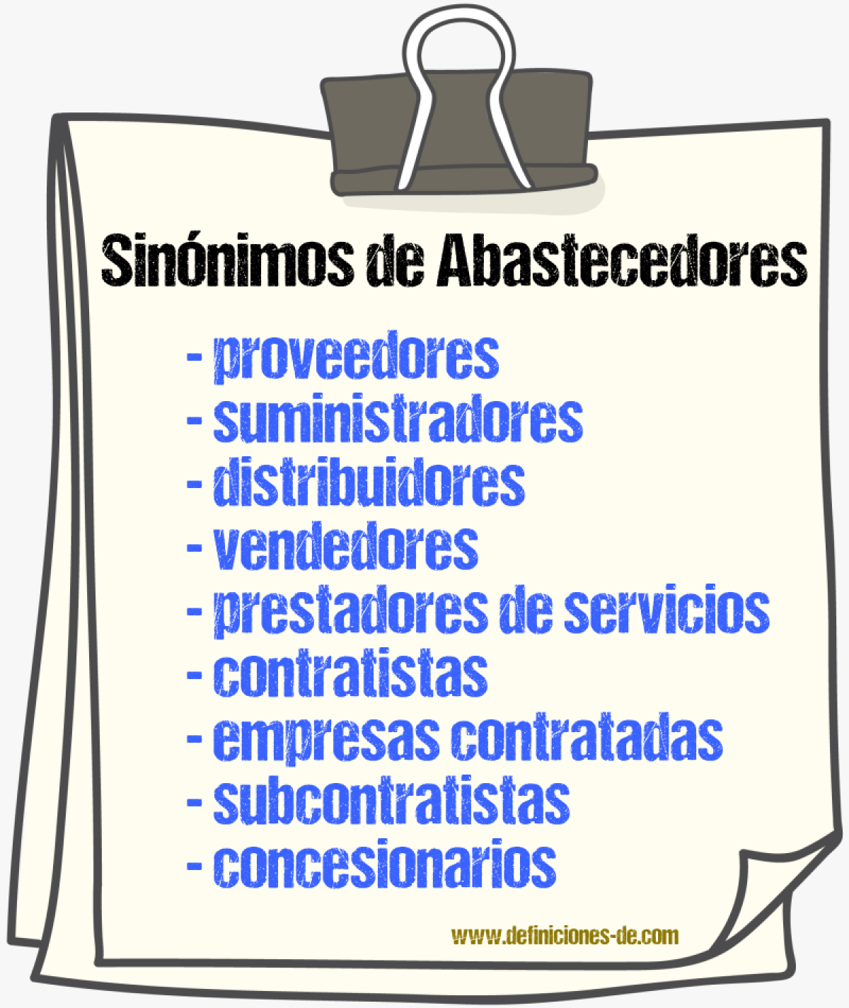 Sinónimos de abastecedores