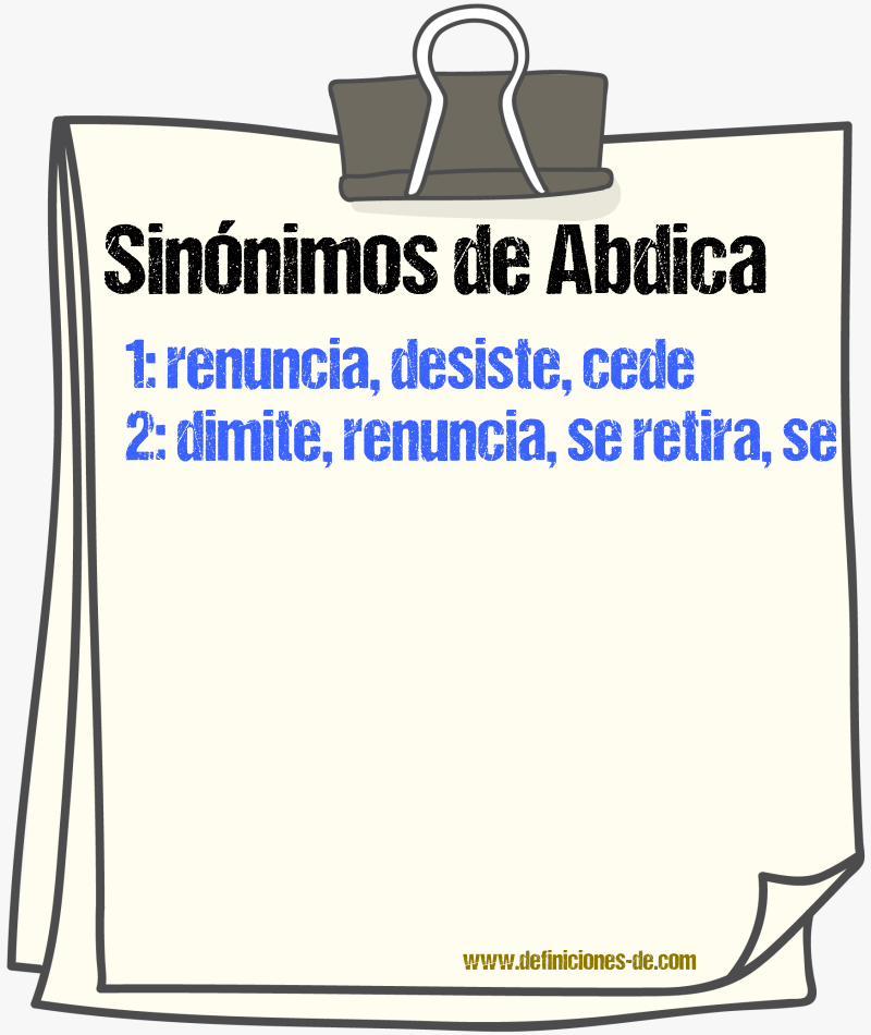 Sinónimos de abdica