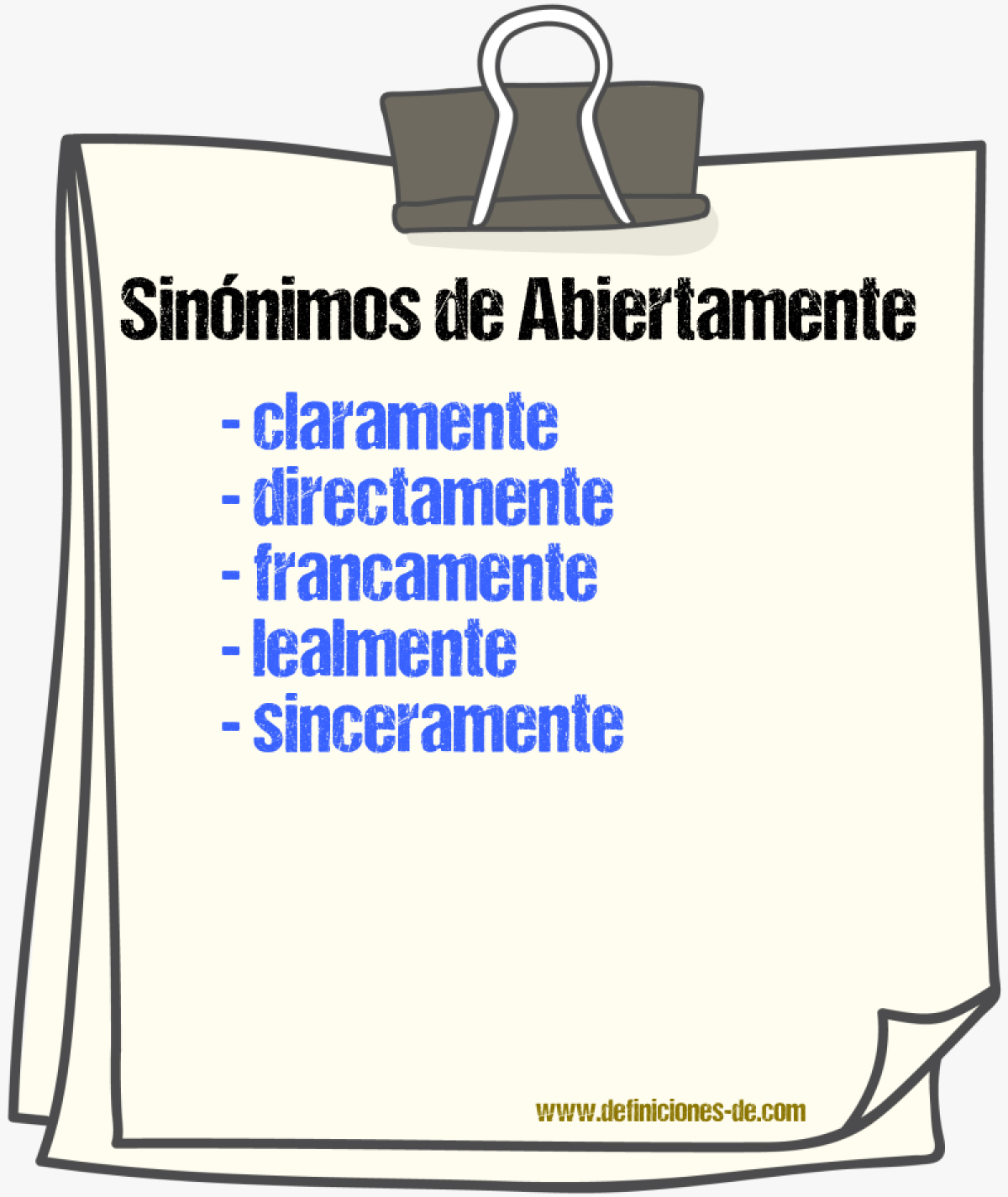 Sinnimos de abiertamente