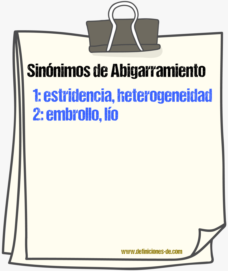 Sinnimos de abigarramiento