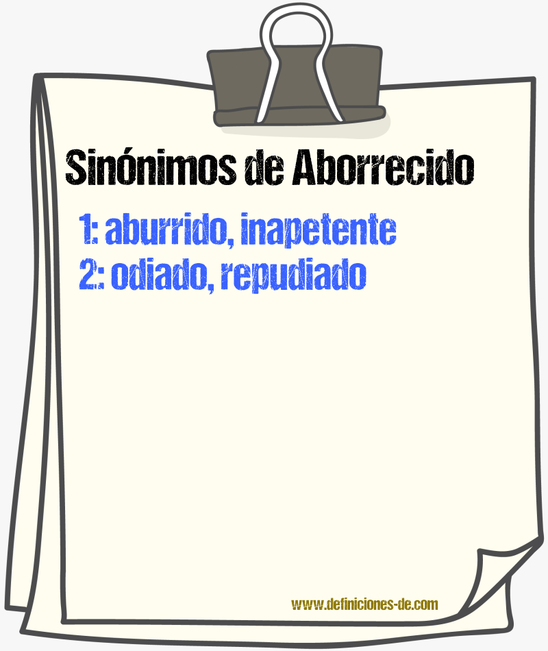 Sinnimos de aborrecido