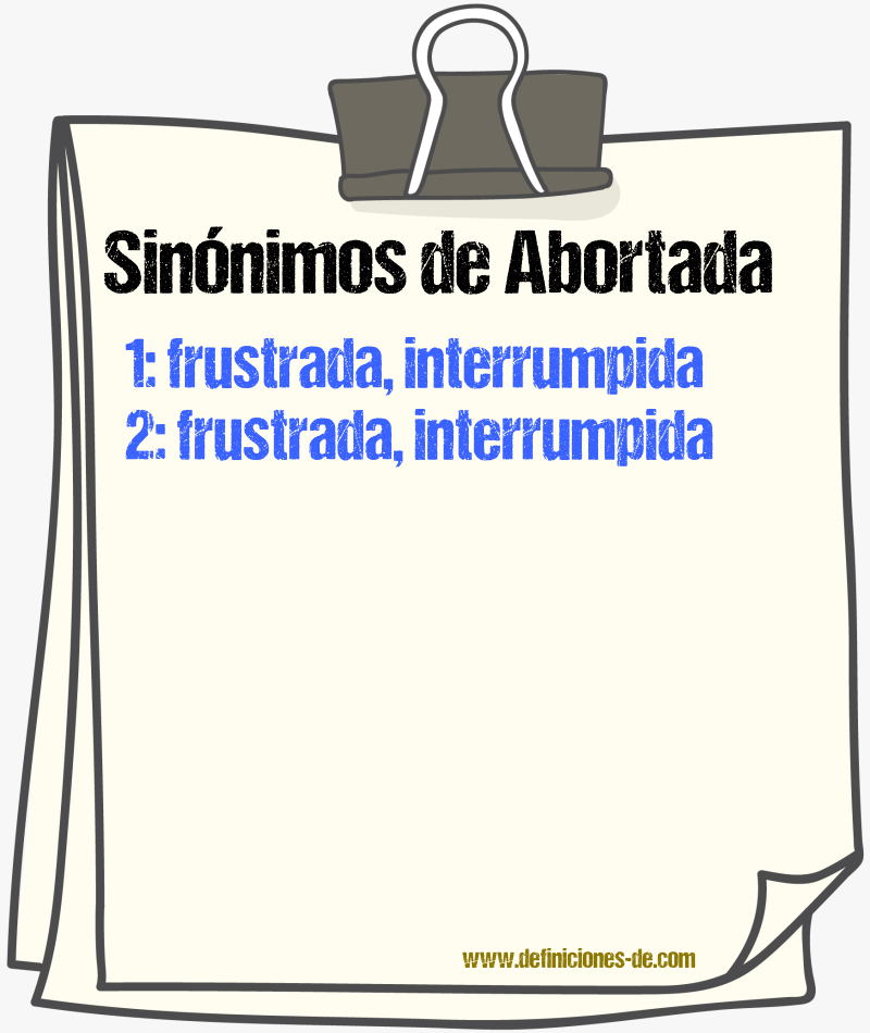 Sinónimos de abortada