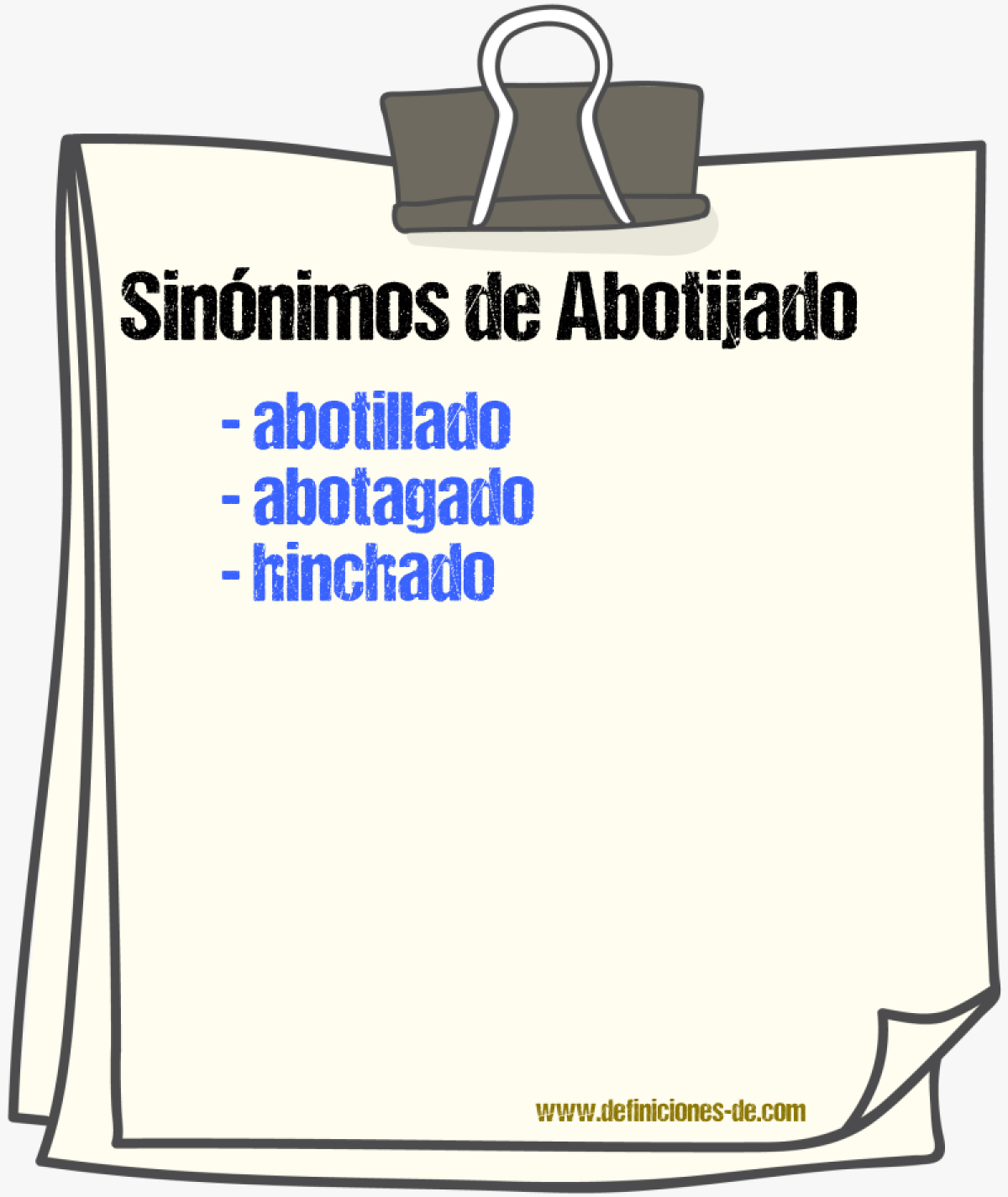 Sinnimos de abotijado