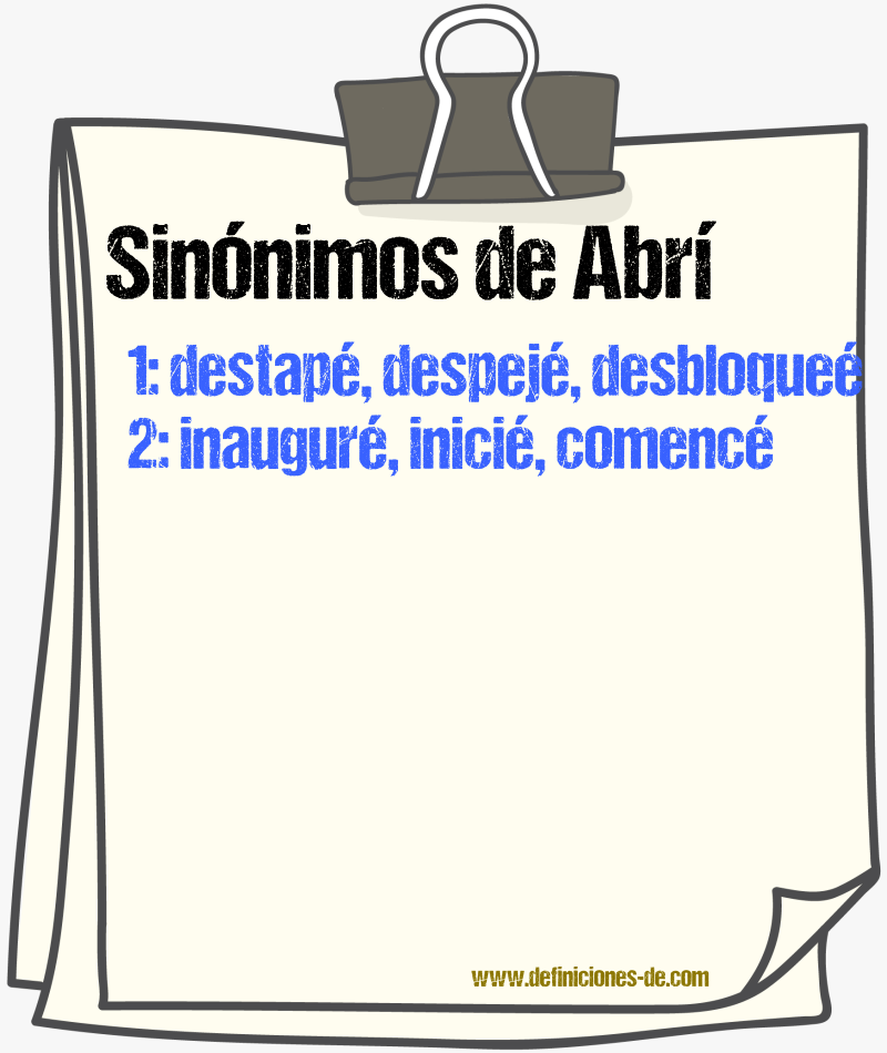 Sinónimos de abrí