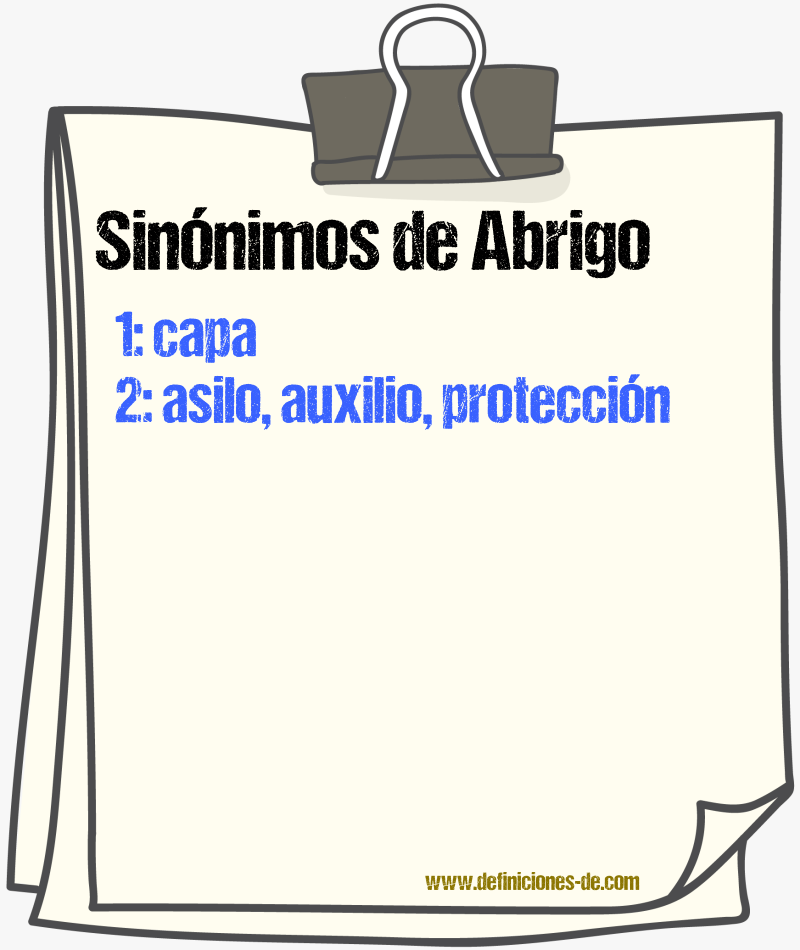 Sinnimos de abrigo