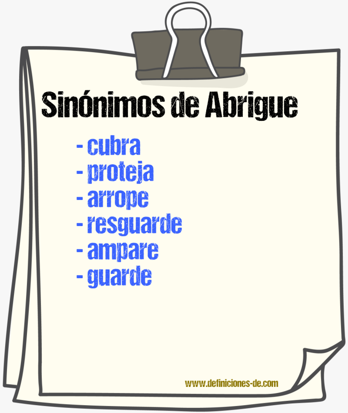 Sinónimos de abrigue