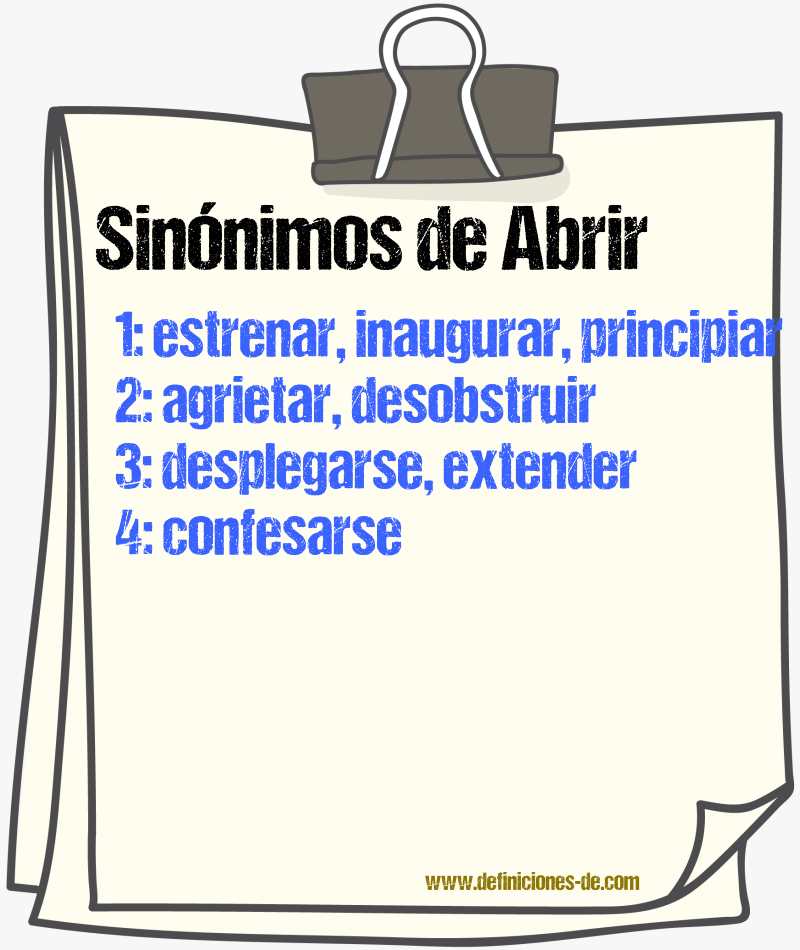 Sinnimos de abrir