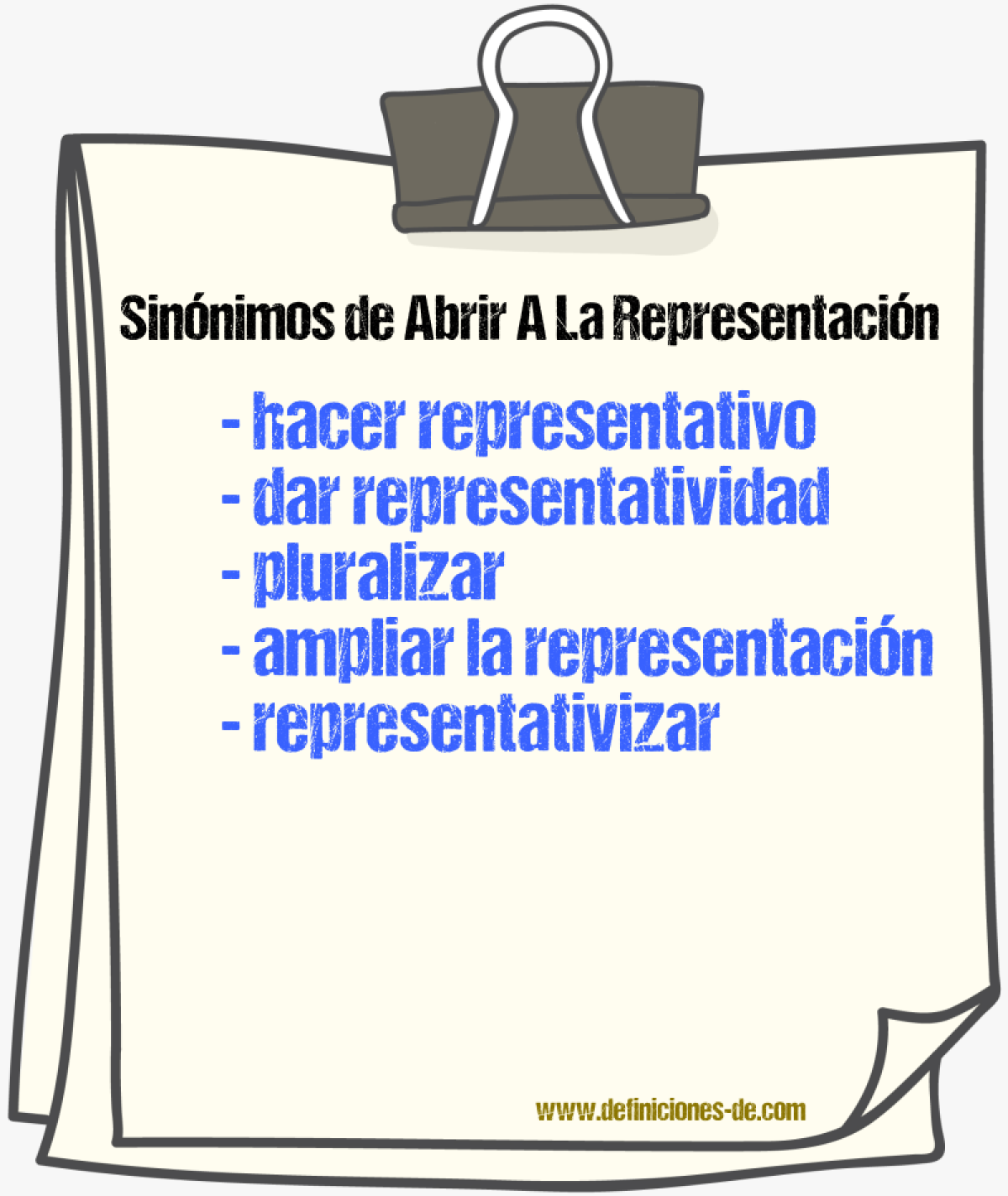 Sinónimos de abrir a la representación