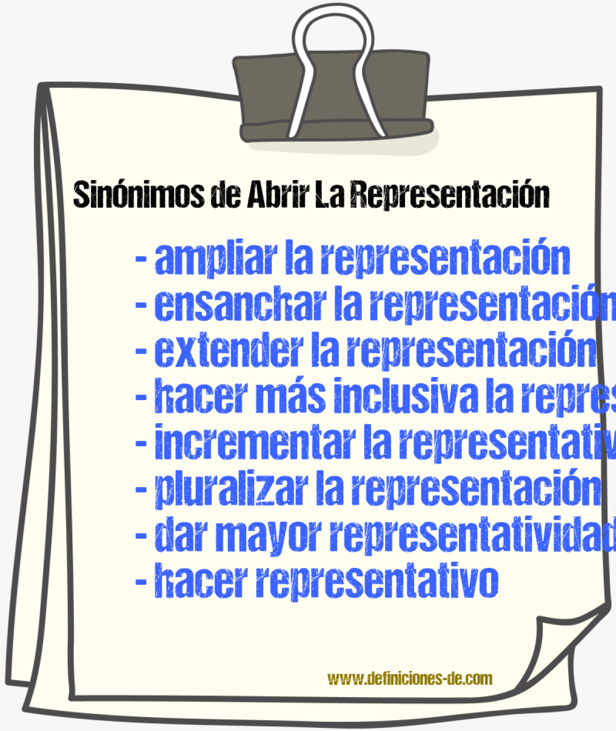 Sinónimos de abrir la representación