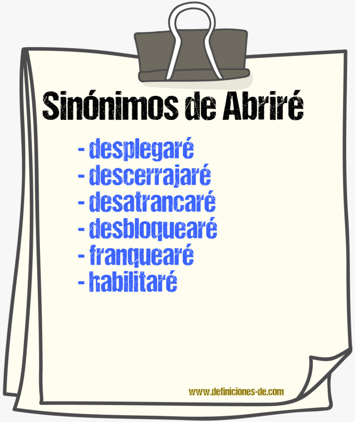 Sinónimos de abriré