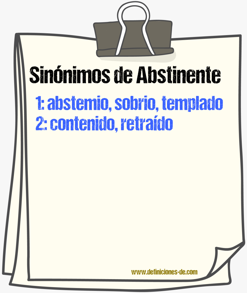 Sinónimos de abstinente