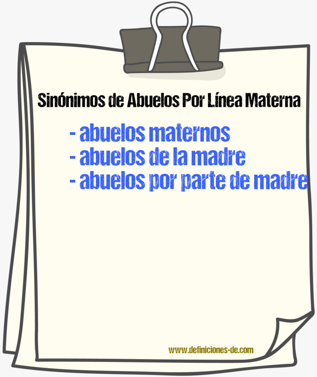 Sinónimos de abuelos por línea materna