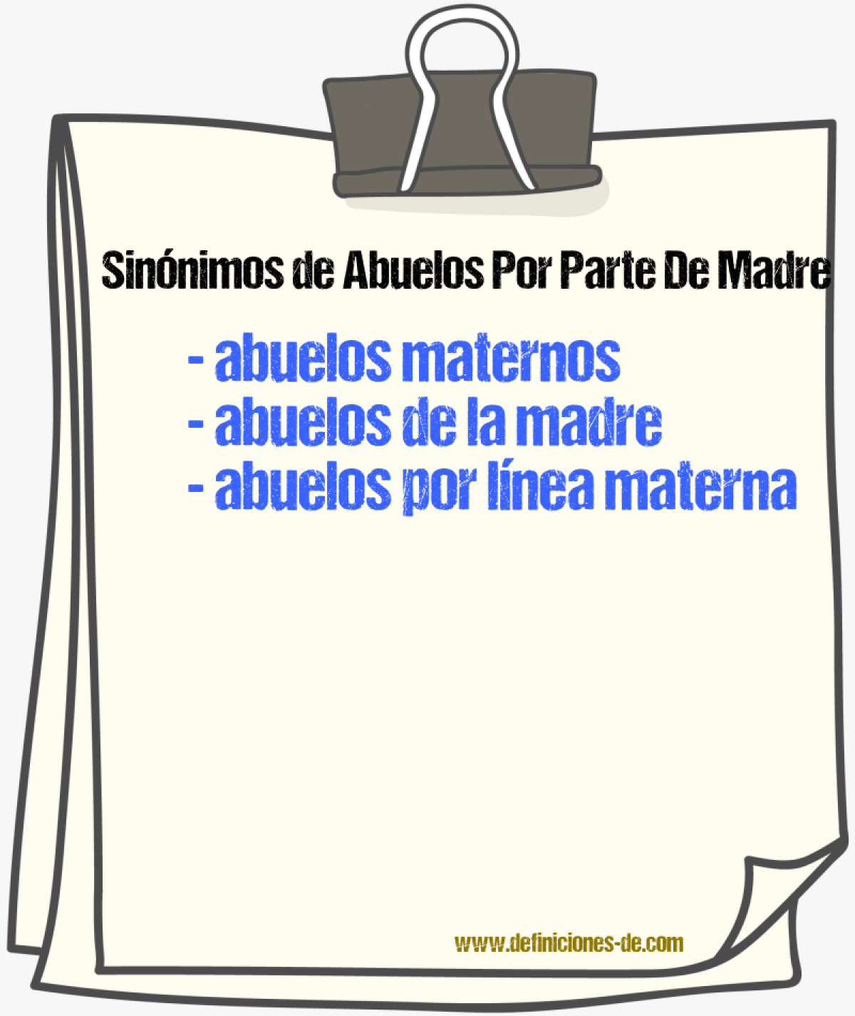 Sinónimos de abuelos por parte de madre