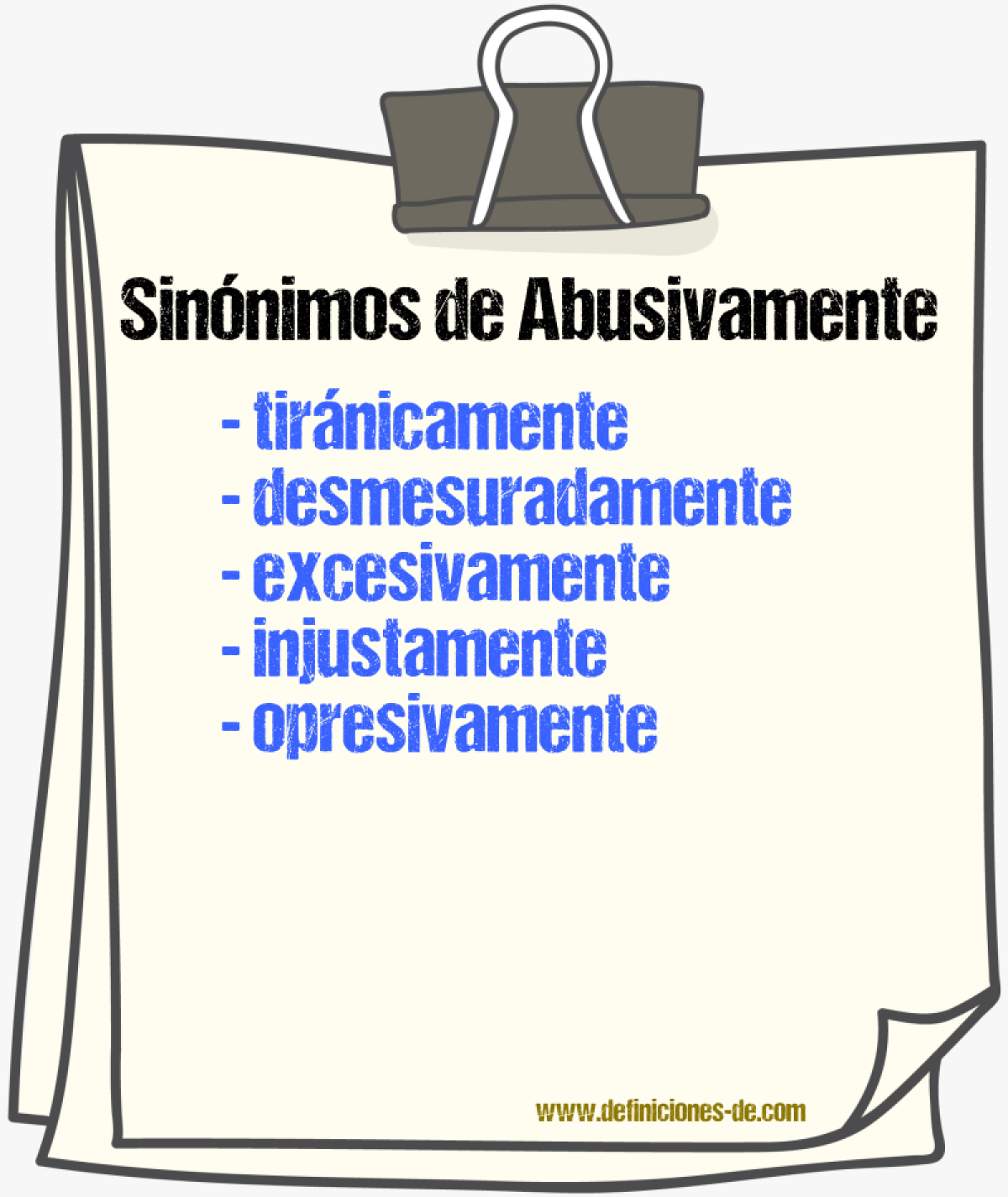 Sinnimos de abusivamente