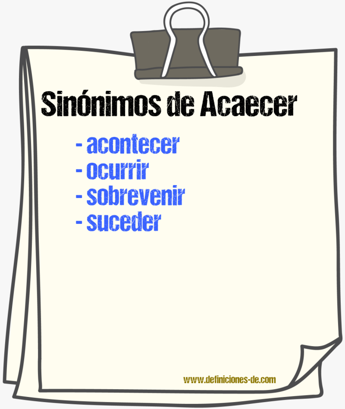 Sinnimos de acaecer