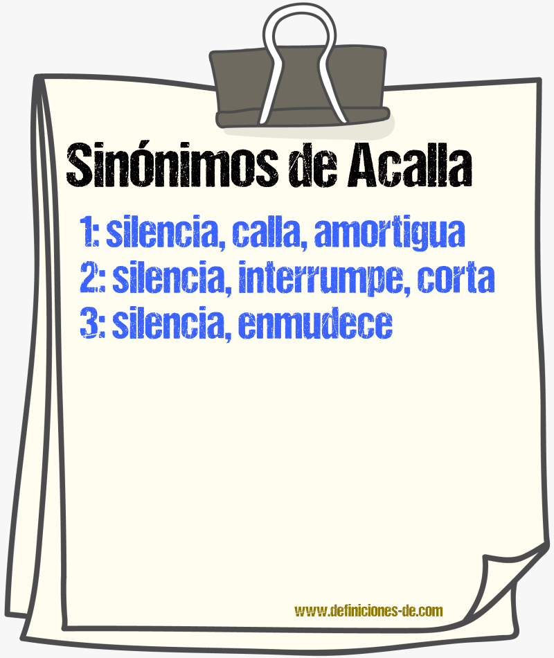 Sinónimos de acalla