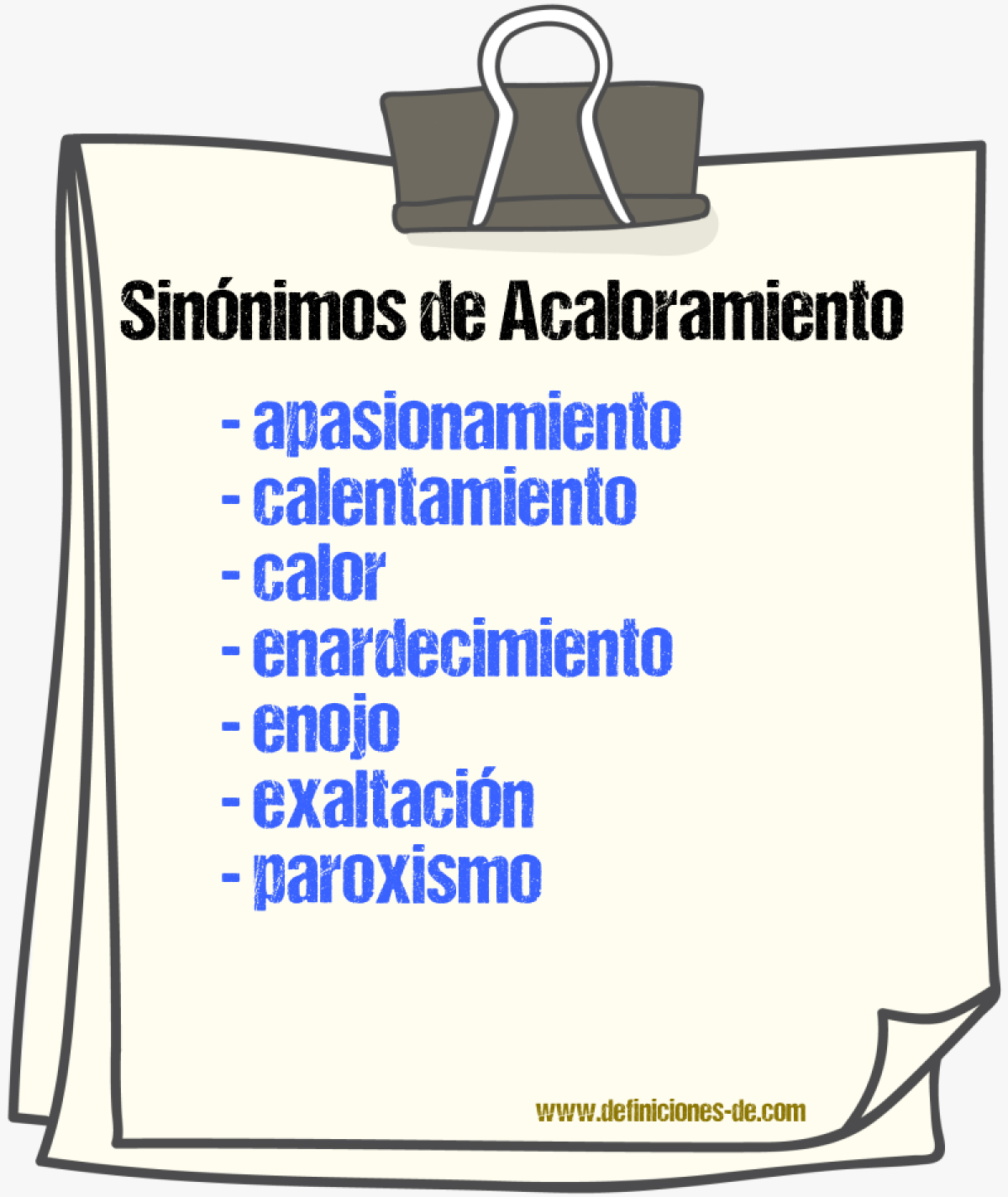 Sinnimos de acaloramiento