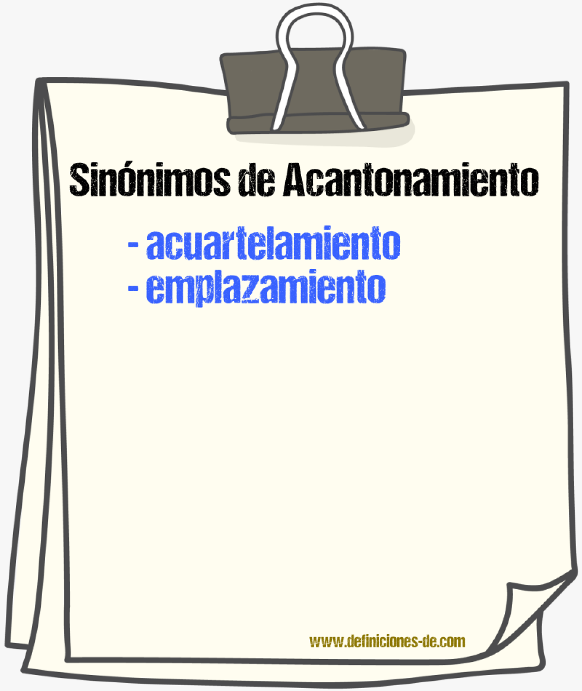 Sinnimos de acantonamiento