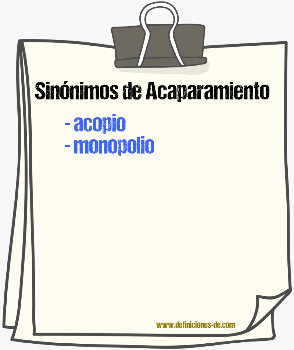 Sinnimos de acaparamiento