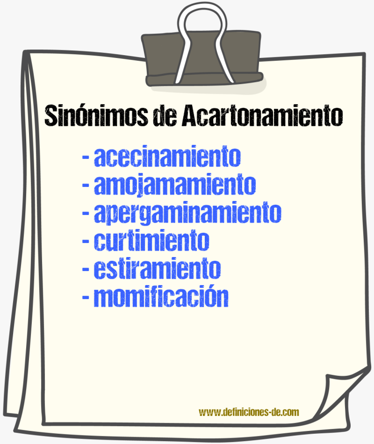 Sinnimos de acartonamiento