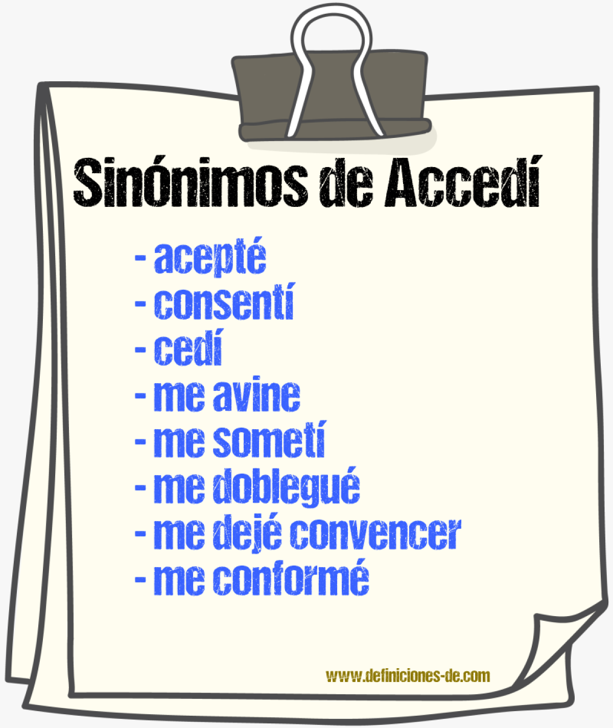 Sinónimos de accedí