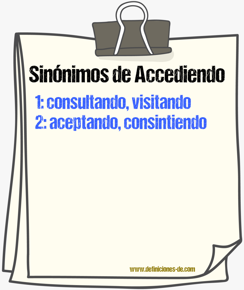 Sinónimos de accediendo