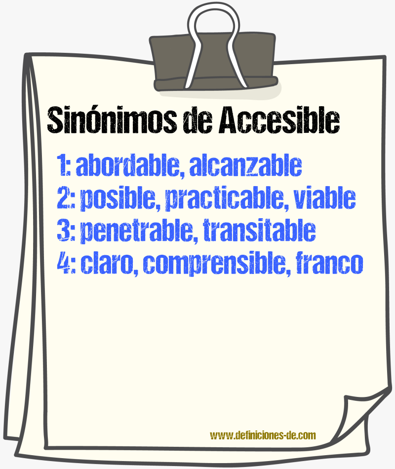 Sinónimos de accesible