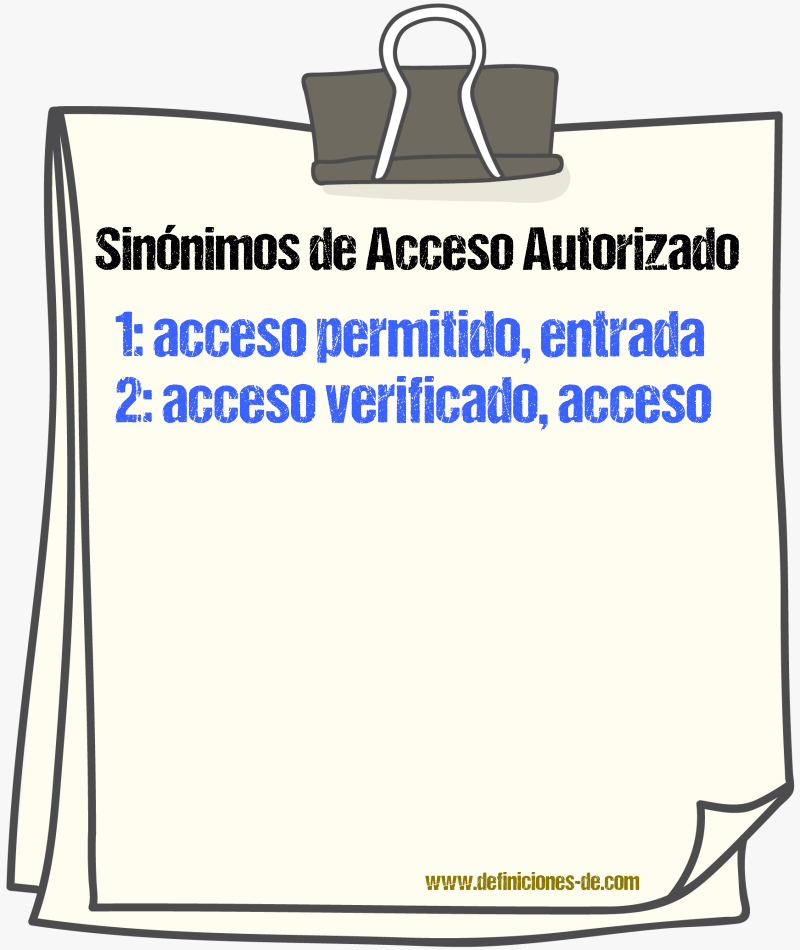 Sinónimos de acceso autorizado