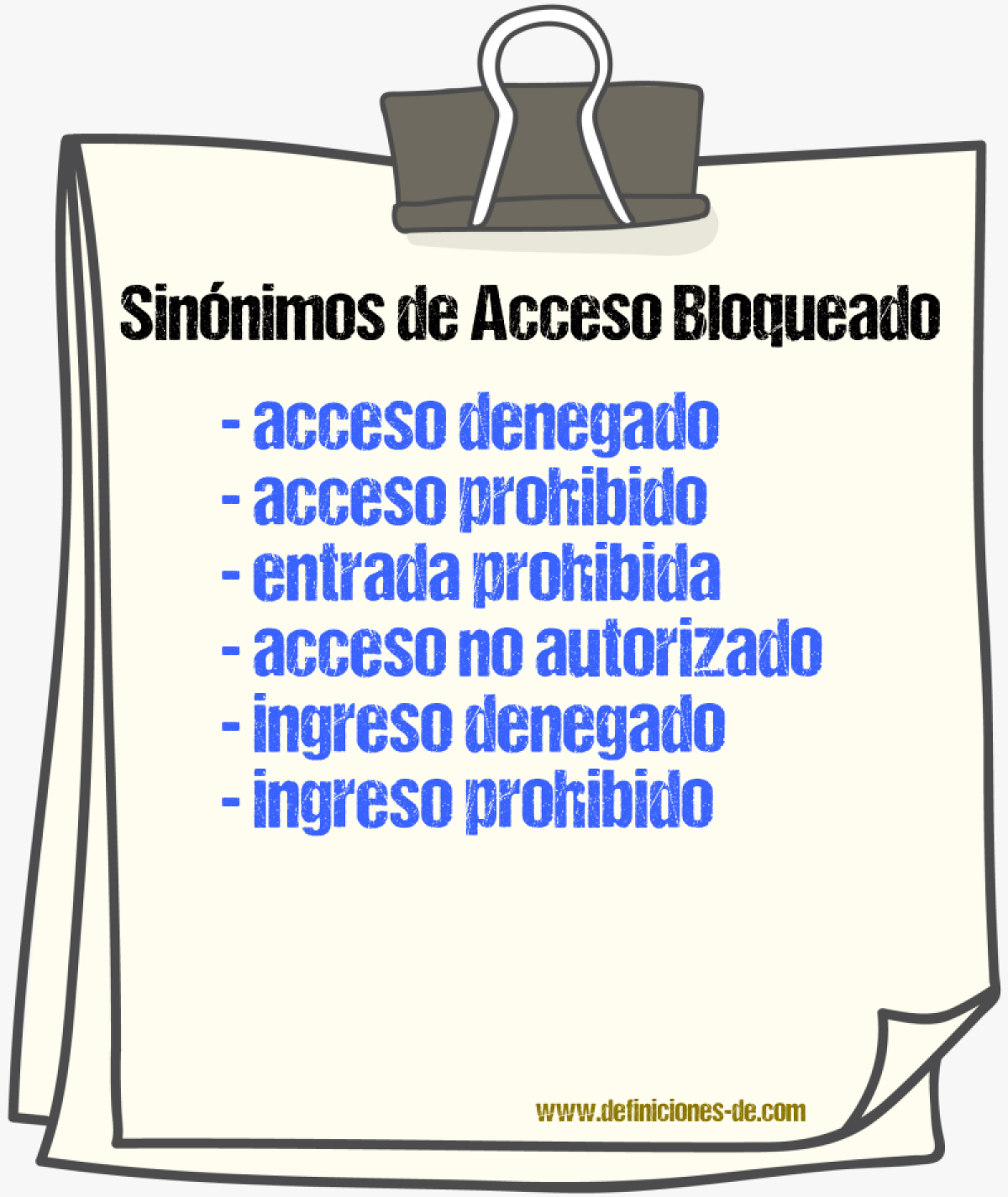 Sinónimos de acceso bloqueado
