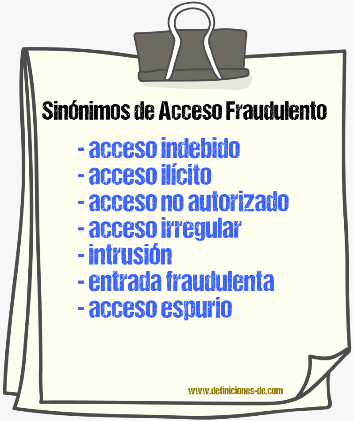 Sinónimos de acceso fraudulento