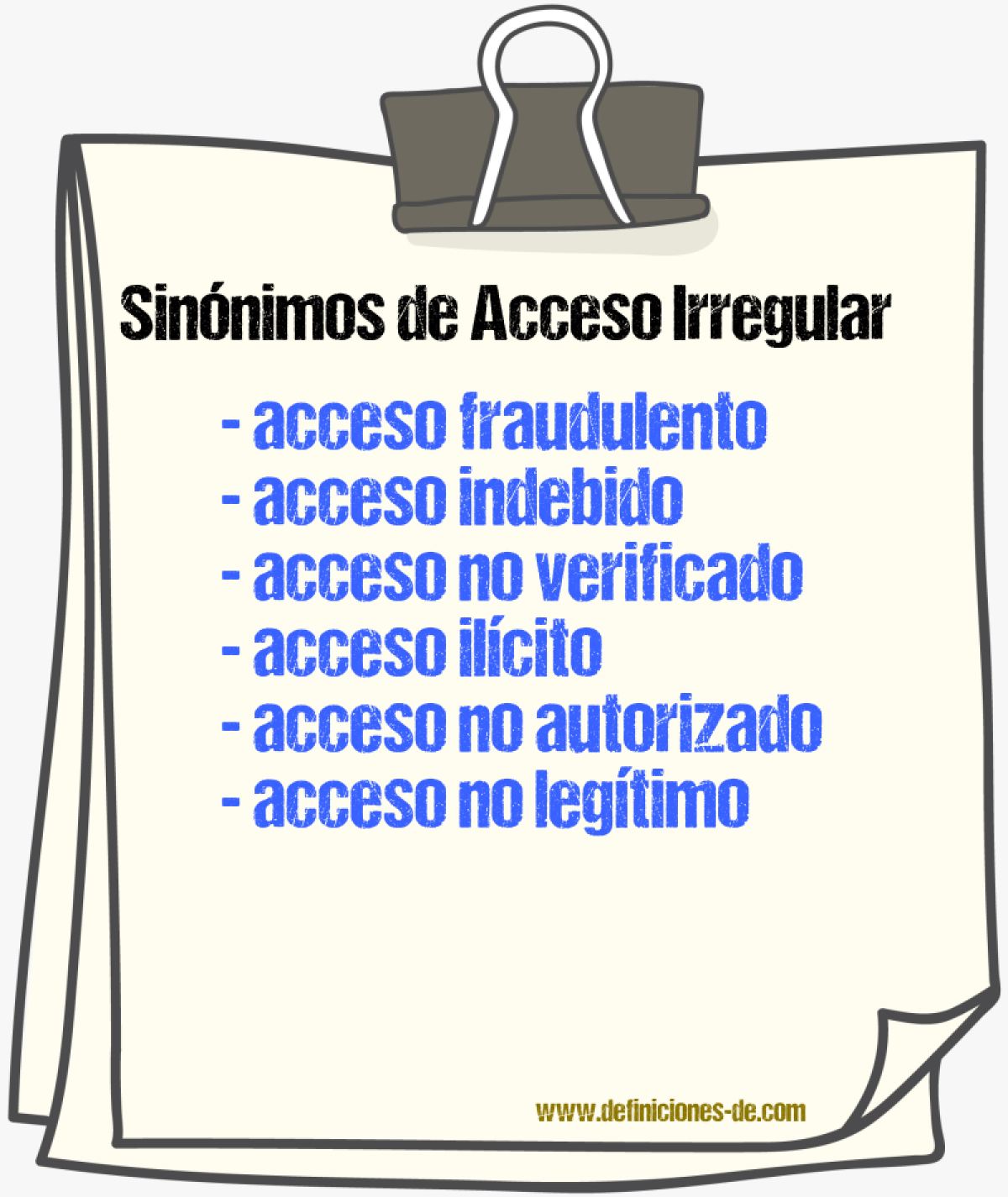Sinónimos de acceso irregular