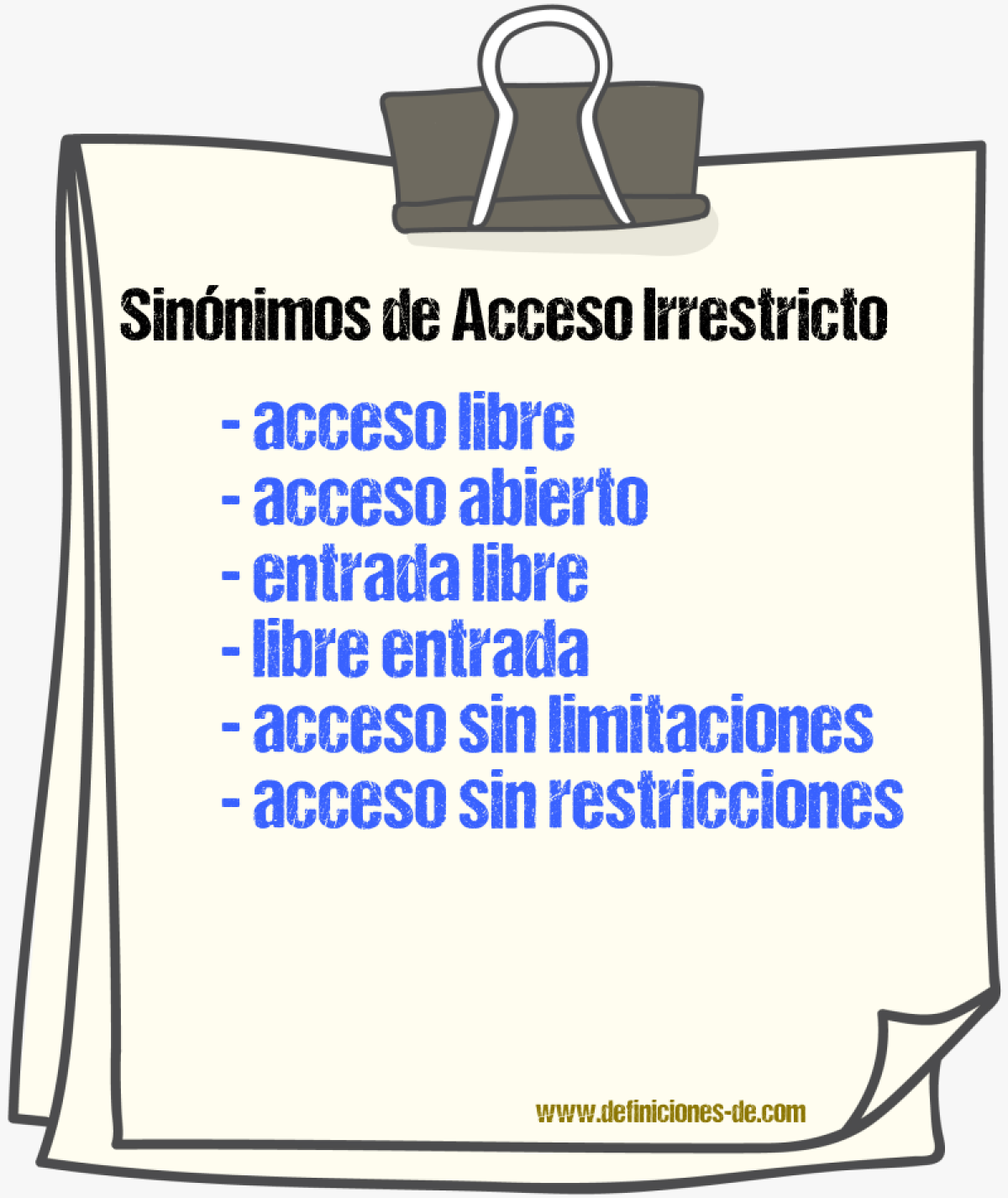 Sinónimos de acceso irrestricto