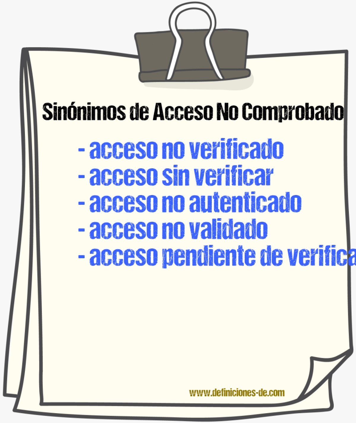 Sinónimos de acceso no comprobado