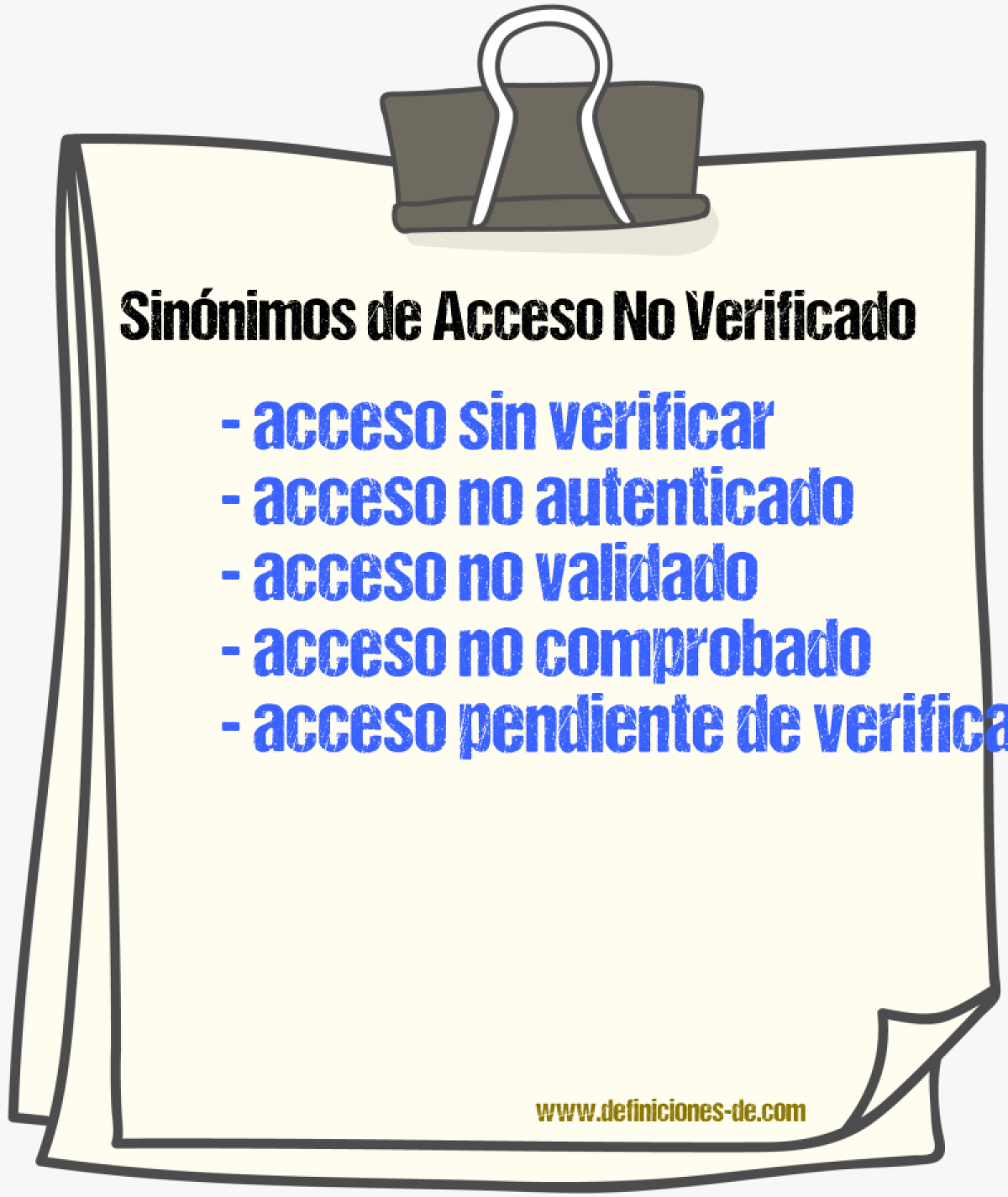 Sinónimos de acceso no verificado