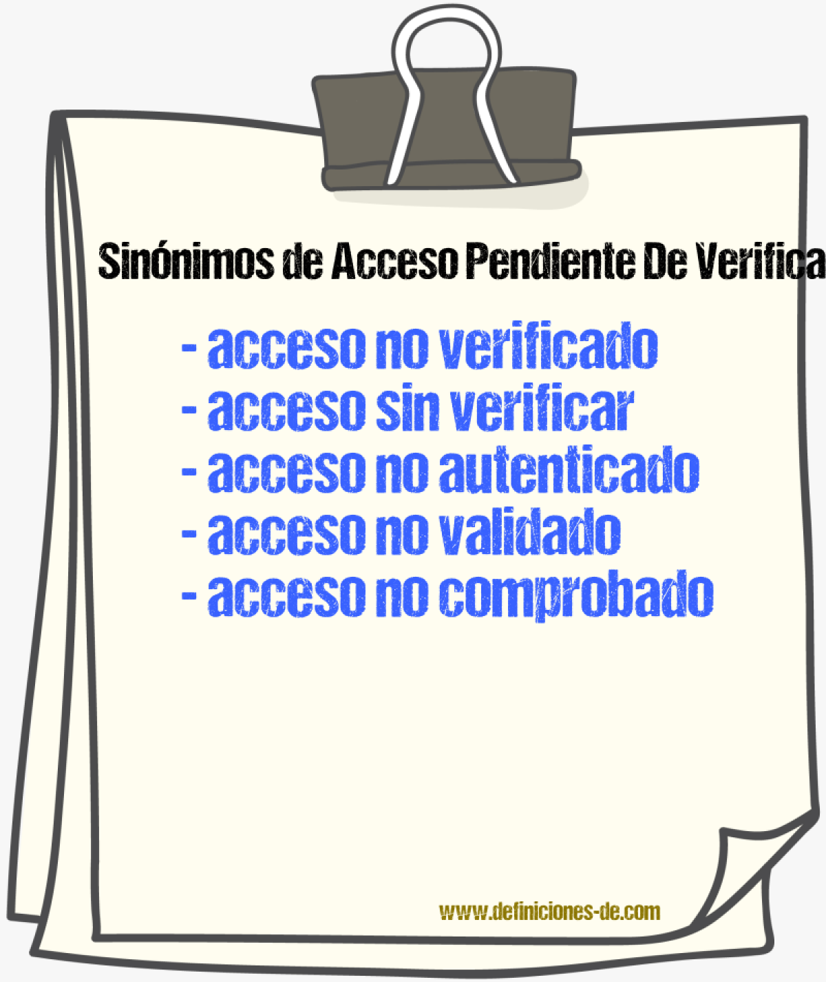 Sinónimos de acceso pendiente de verificación