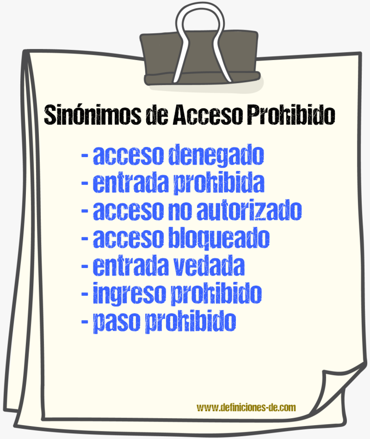 Sinónimos de acceso prohibido