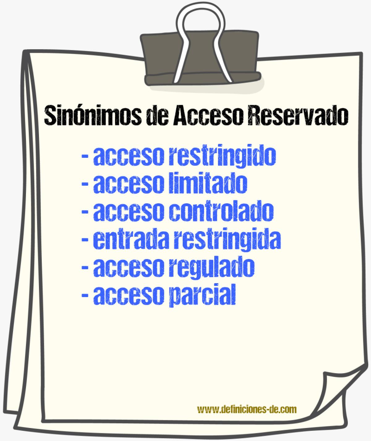 Sinónimos de acceso reservado
