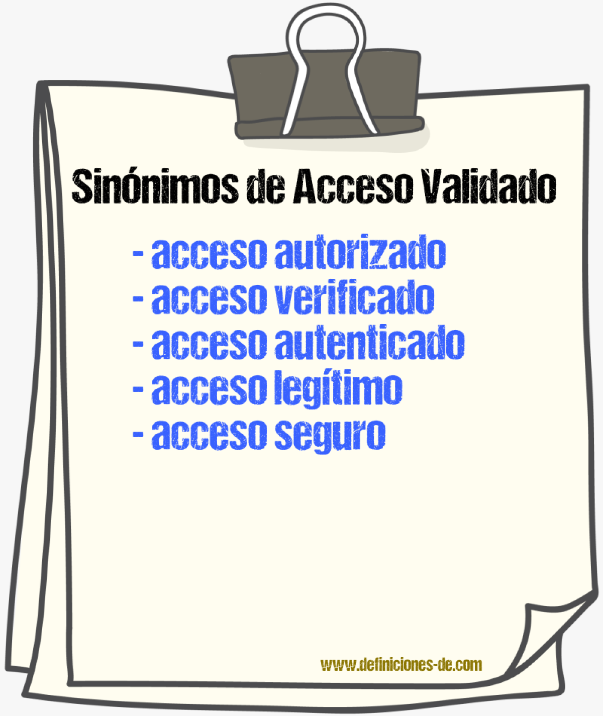 Sinónimos de acceso validado