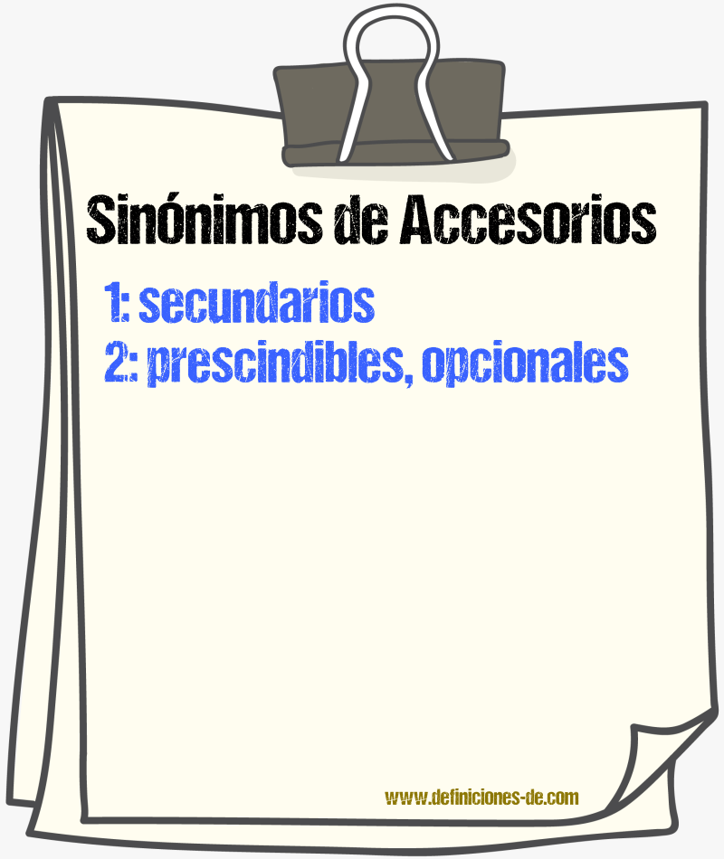 Sinónimos de accesorios