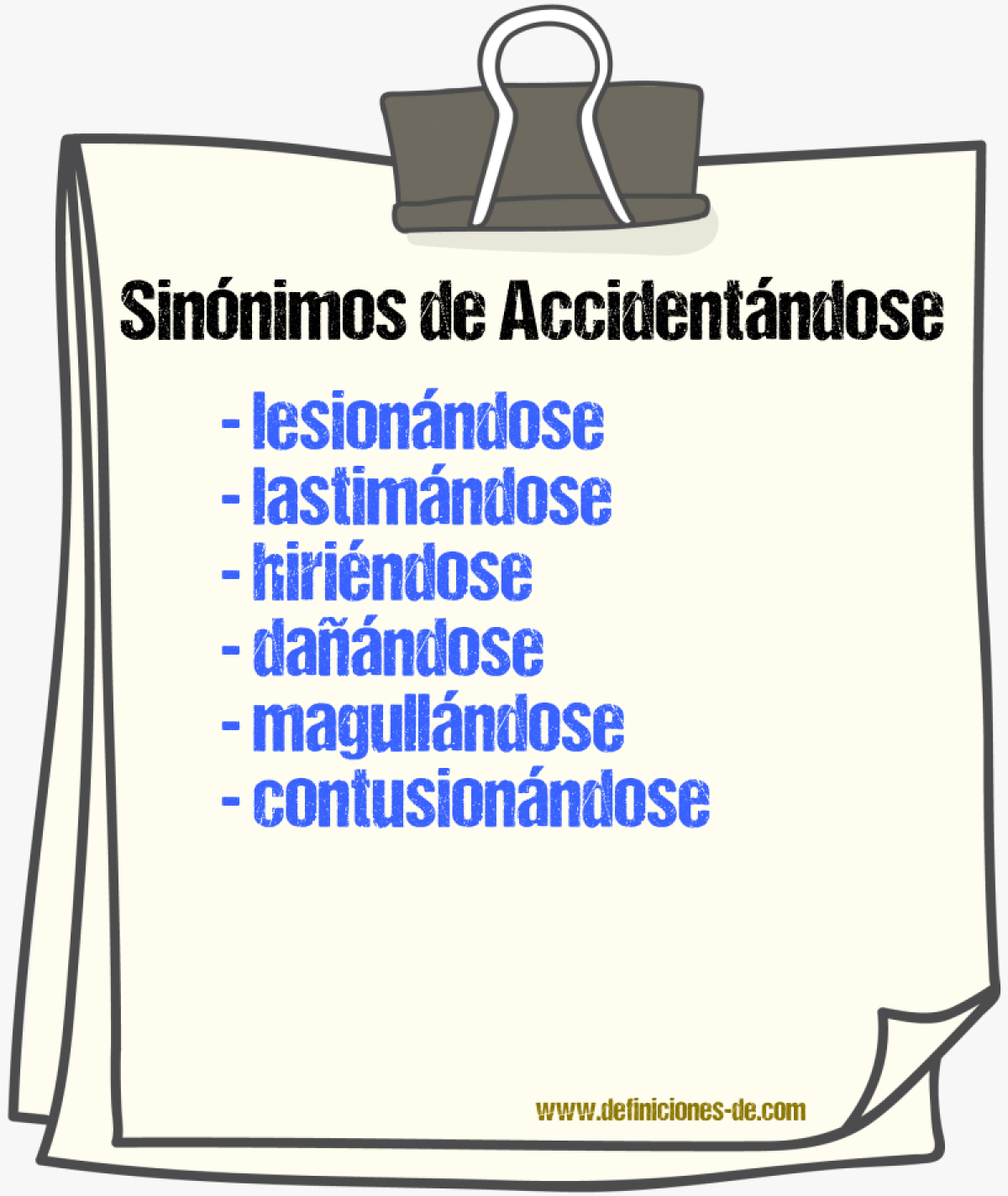 Sinónimos de accidentándose