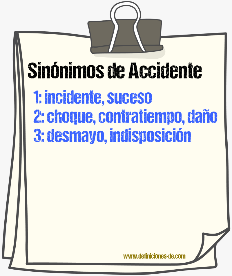 Sinónimos de accidente