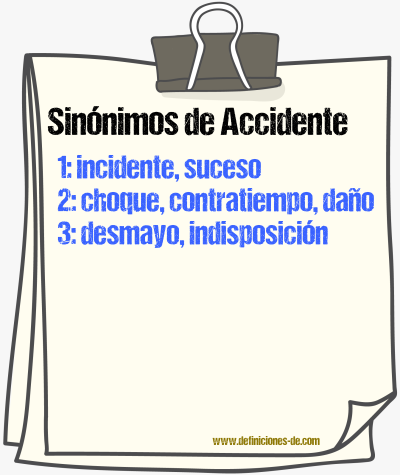 Sinnimos de accidente