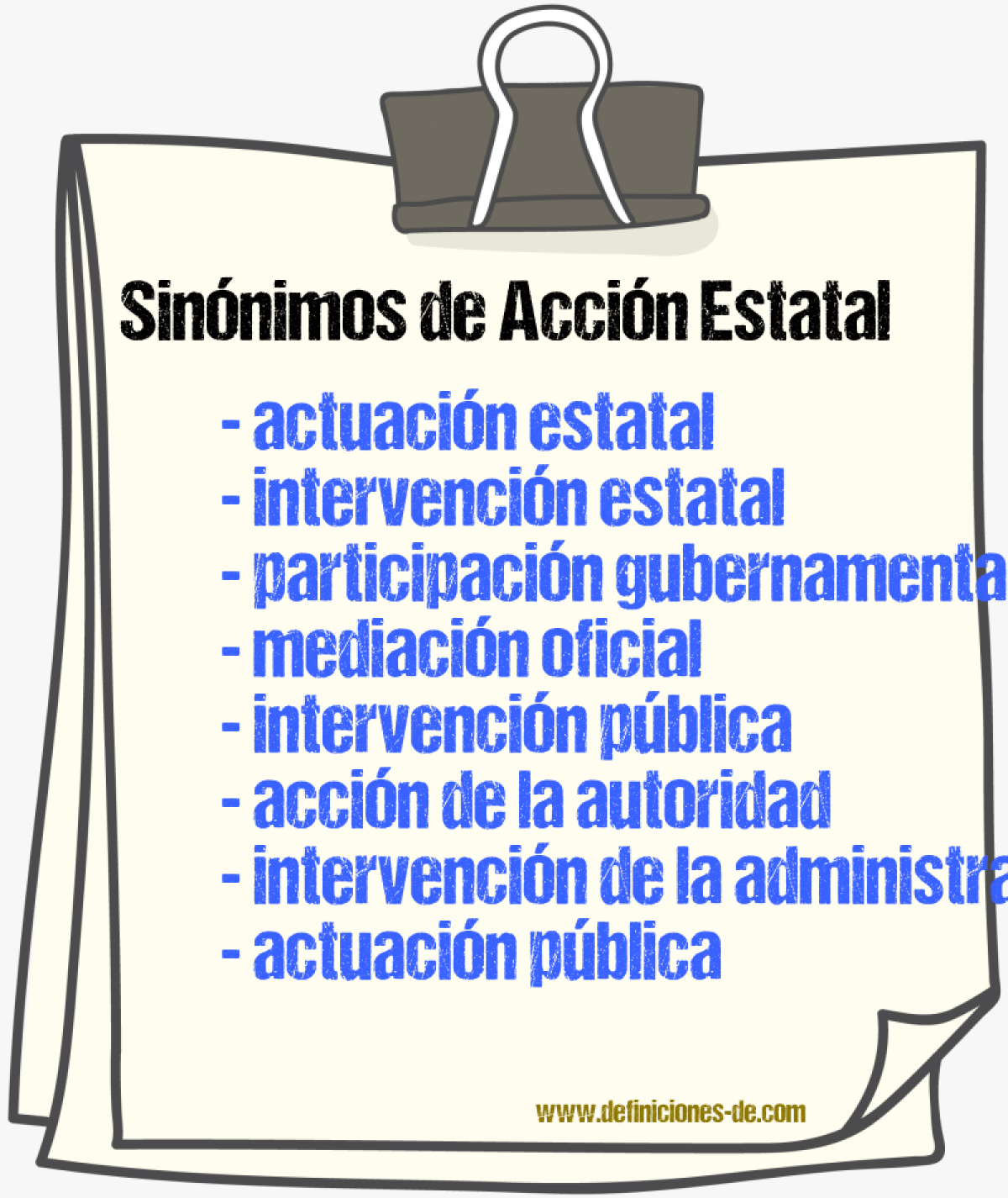 Sinónimos de acción estatal