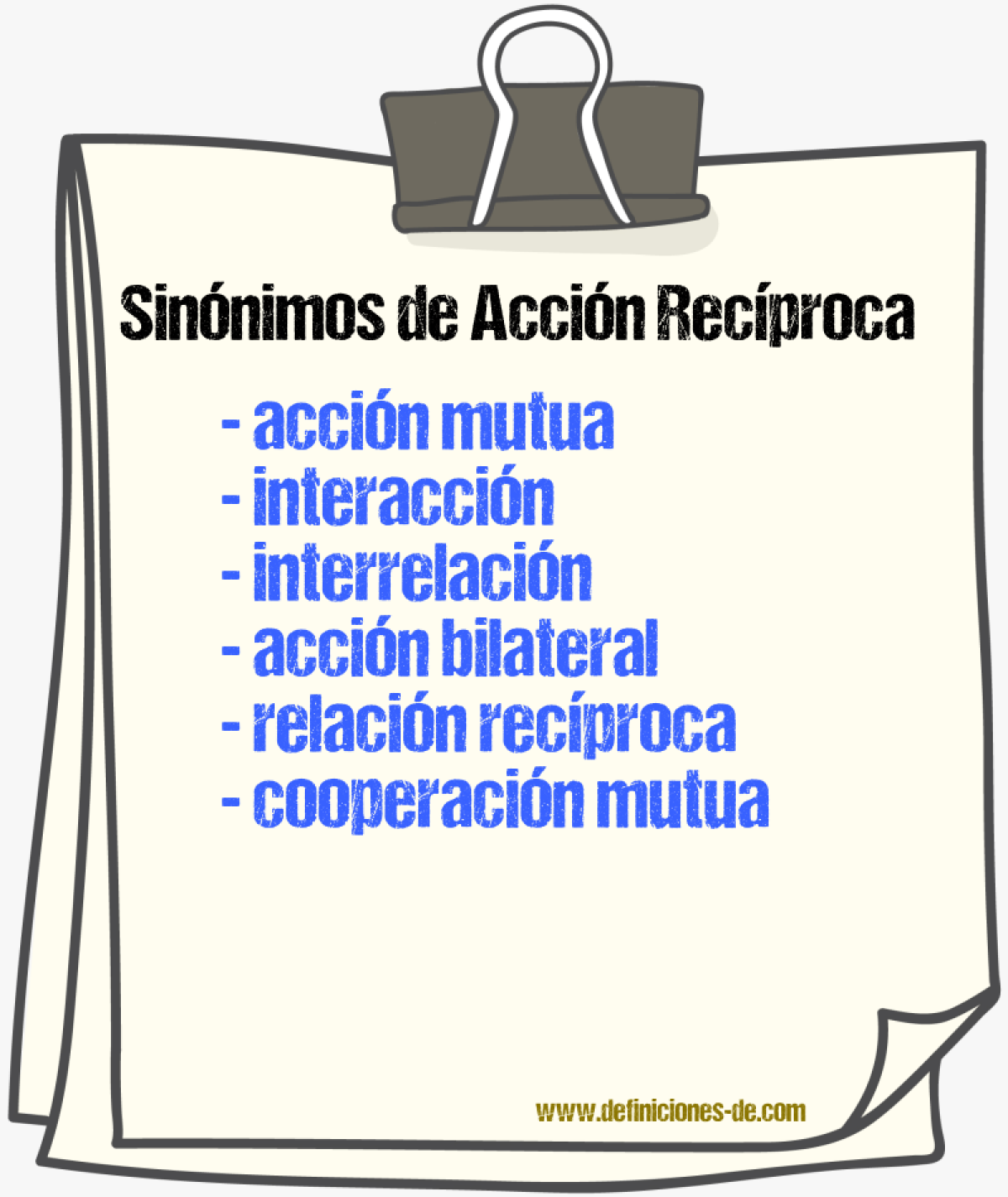 Sinónimos de acción recíproca