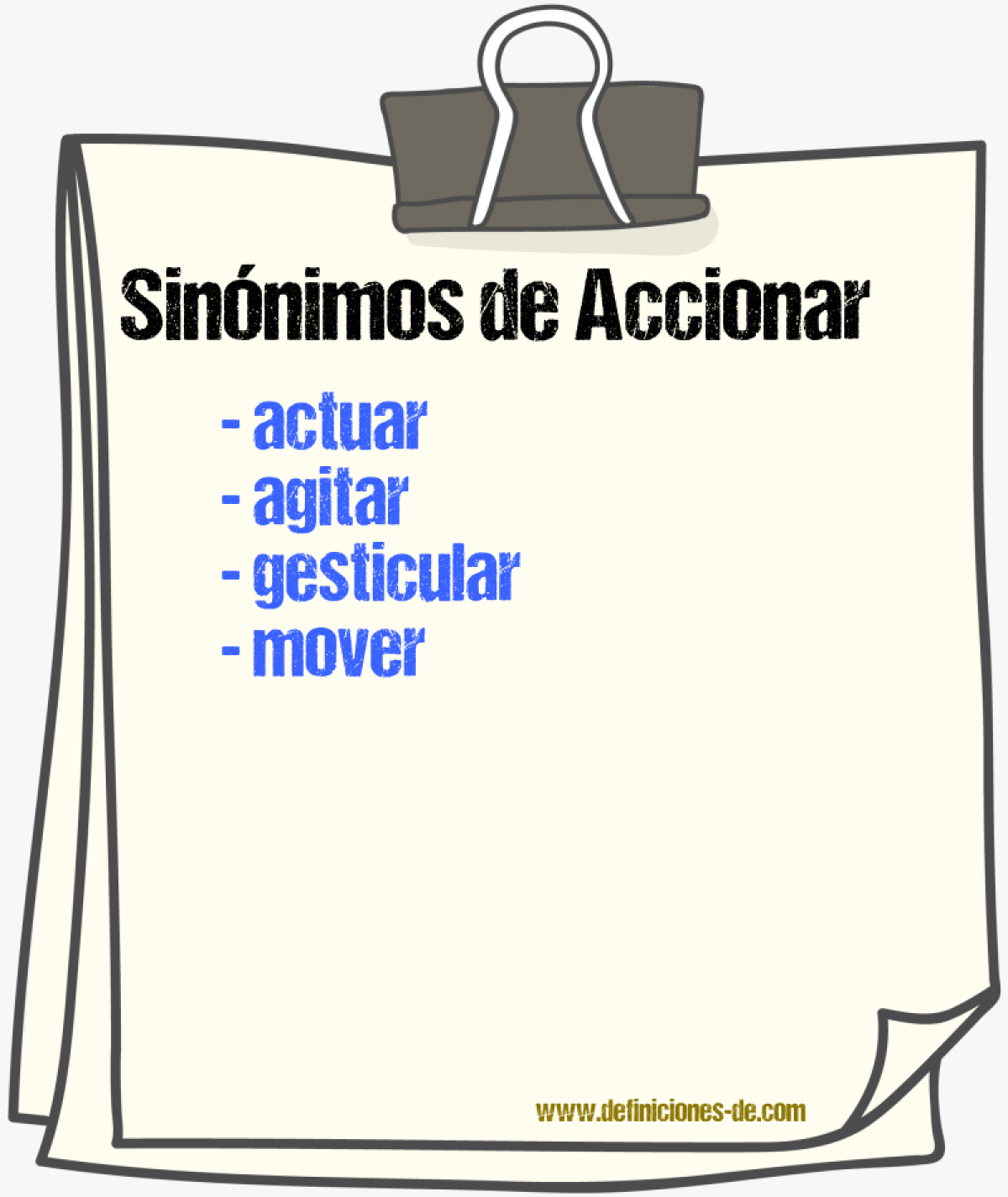 Sinnimos de accionar