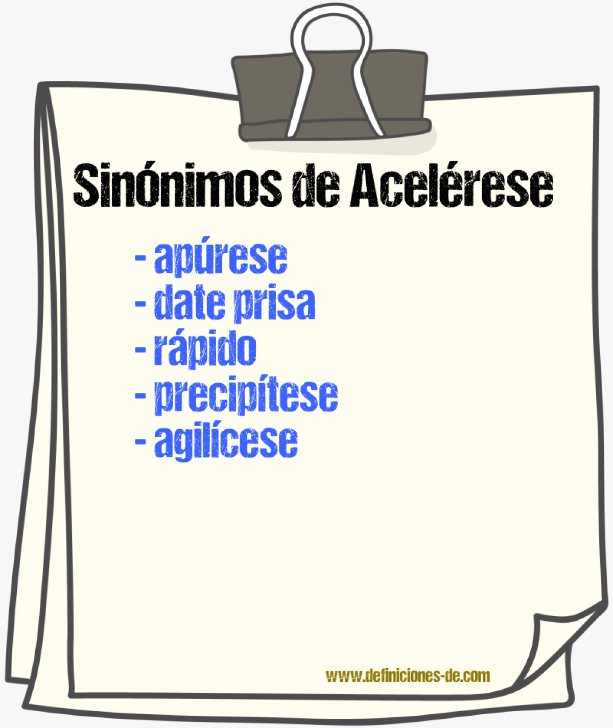 Sinónimos de acelérese