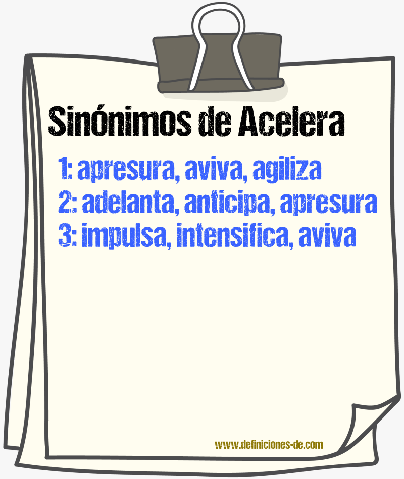 Sinónimos de acelera